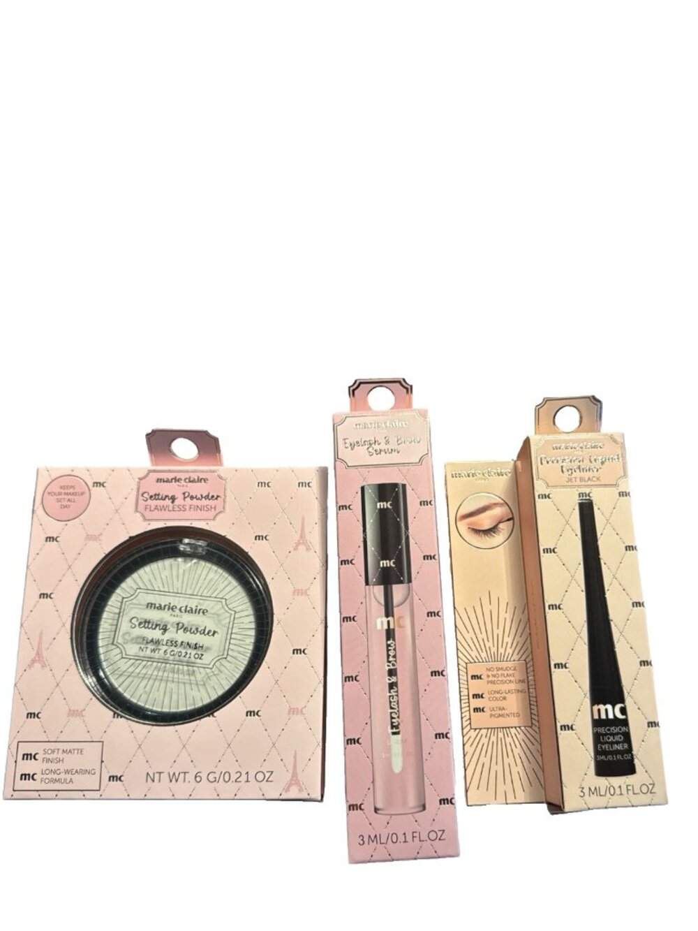 Marie Claire Paris Setting Powder Eyelash Brow Serum liquid Eyeliner 3 new